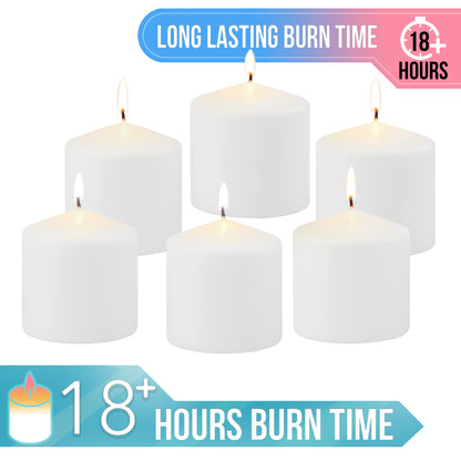Stonebriar Unscented White Tall Pillar Candles, 18 Hour Burning Candle Pillars, Perfect for Decor, Weddings, Emergencies 3" X 3", 6 count