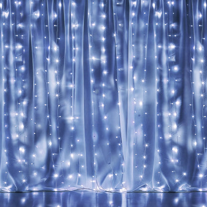 Dazzle Bright 300 LED Curtain String Lights, Waterproof, 8 Lighting Modes, White, Model CL-300CC