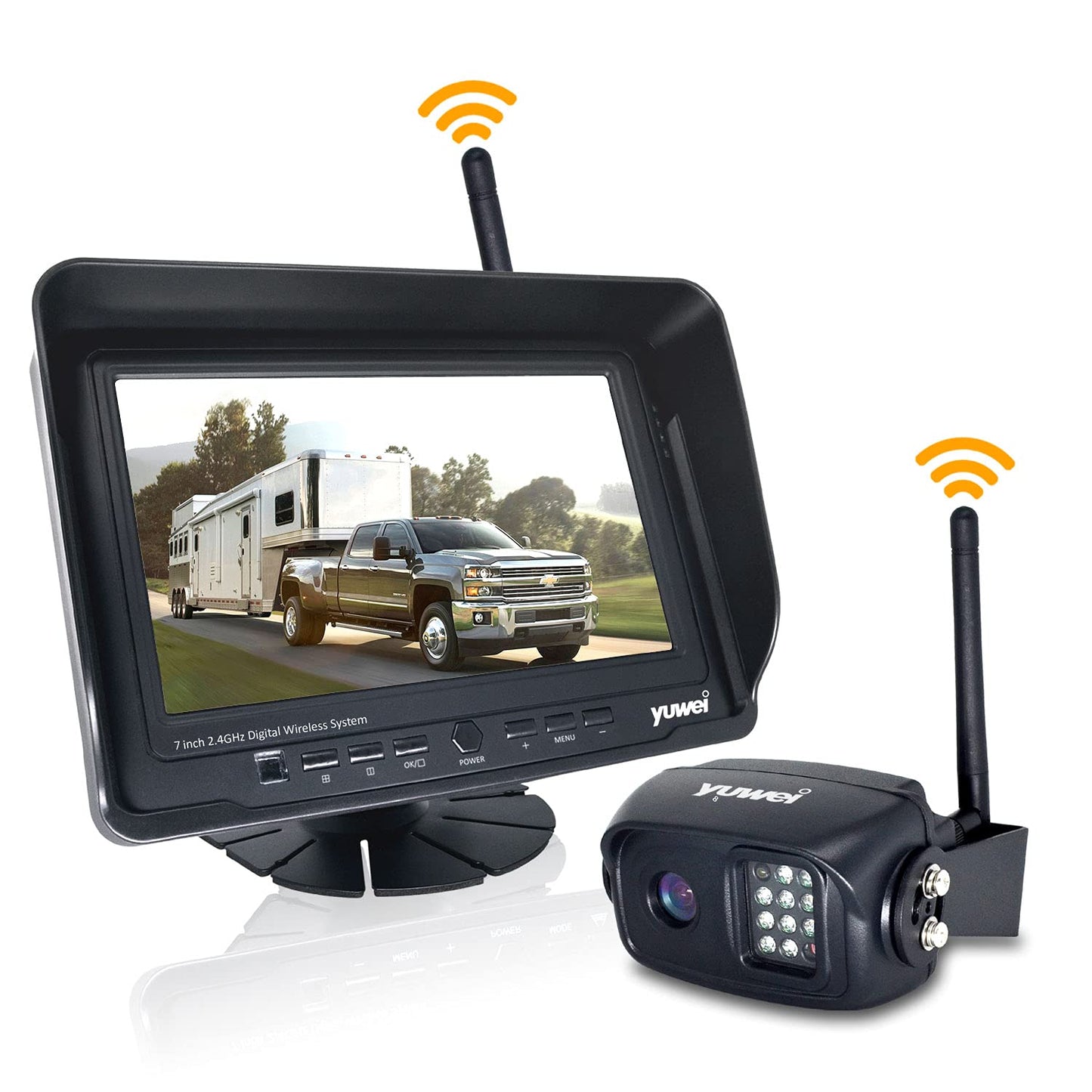 1080P Wireless Backup Camera System for RV, Trucks & Trailers – 7” HD Monitor, Stable Digital Signal up to 980ft, IP69 Waterproof Rear View Camera with Night Vision, Easy Install Kit