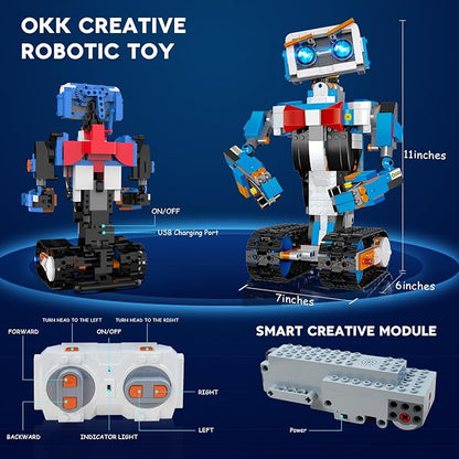 okk Robot Building Toys for Boys STEM Projects for Kids Ages 8-12 Remote &amp APP Controlled Engineering Learning Educational Coding DIY Building Kit Rechargeable Robot Toy Gifts for Girls