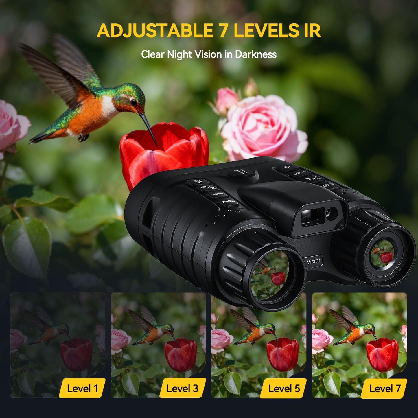Night Vision Goggles with AI Smart Rangefinder,4K Video Full Dark HD Night Vision Binoculars for Hunting, 8X Digital Zoom with 32GB SD Card,USB-C Rechargeable
