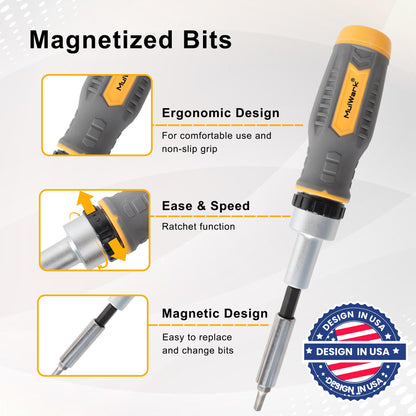 MULWARK Screwdriver Bit Set & Socket Kit, 77-Pieces Ratcheting Screwdriver Set with Case, 77 in 1 Multi Bit Screw Driver for Home DIY, Electronics, Car Emergency and Garage
