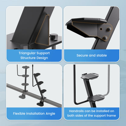 Heavy-Duty Boat Trailer Steps,Boat Trailer Tongue Steps with Anti-Slip Handrail,EVA Anti-Slip Mat,450Lbs Capacity，Multiple Installation Angles,4 Steps