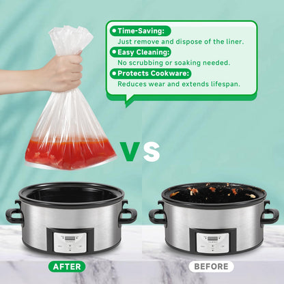 JVVFUU Slow Cooker Liners 3-8 Quart, Cooking Bags Large Size 13"x 21", Slow Cooker Bags Disposable Oval Large For Crock Pot (30)