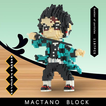 MACTANO Anime Demon Figure Micro Mini Building Set Slayer Tanjiro Kamado Building Block Toy for Adult-1187pcs