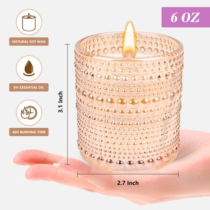 Sandalwood & Rose Candle, Candles for Home Scented, Luxury Jar Candles for Women, Rose Scented Candle, Candles Gifts for Women, Natural Soy Wax, 6 oz 40 Hours