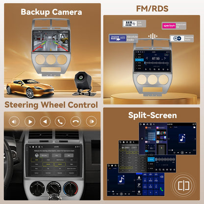 [4+64G] Android 15 Car Stereo for Jeep Compass Patriot 2007 2008 2009, Hikity 10'' in-Cell Touchscreen Radio Wireless Carplay Android Auto 5G WiFi/1280 * 720P/Bluetooth/GPS SWC FM/RDS/EQ Backup Cam