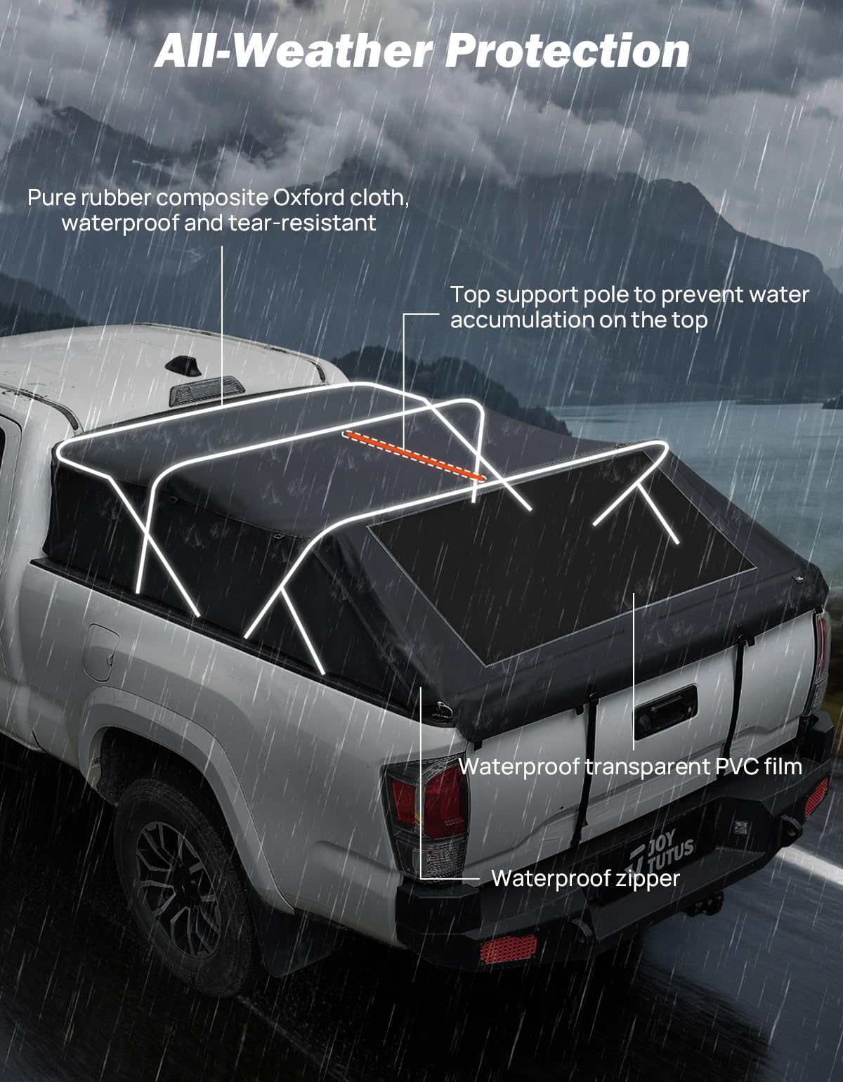 JOYTUTUS Upgraded Truck Bed Soft Topper Compatible with 2005-2023 Tacoma with 6ft Bed, Foldable Camper Shell Truck Top