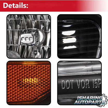 ISHARINGAUTOPARTS Headlights Assembly Compatible with 2009-2021 Nissan Frontier Halogen Head Lamps Black Housing Amber Reflector, Replace #26060ZL40A, 26010ZL40A Driver and Passenger Side