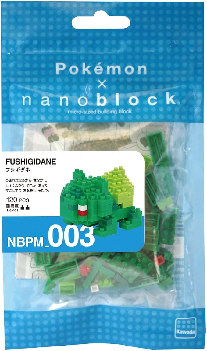 Nanoblock - 2 Sets Bundle - Hitokage and Bulbasaur (Fushigidane) - Adjustable Pokemon Characters (Japan Import)