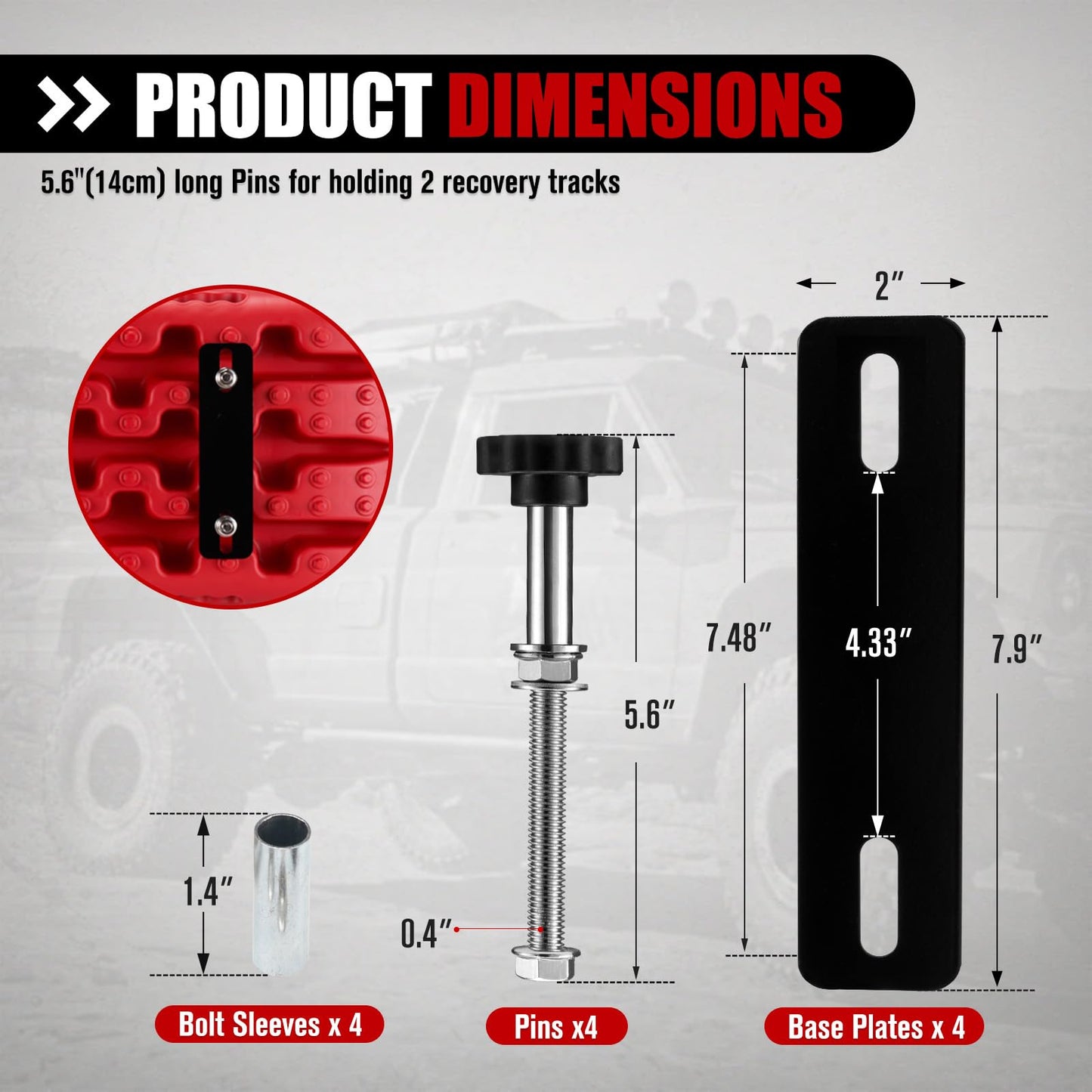 FieryRed Recovery Traction Boards, 2PCS with Mounting Kit