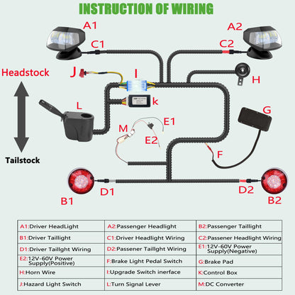 10L0L Golf Cart Light Kit - Headlight & Taillight Set with Switch for Club Car DS Precedent EZGO TXT 1981-up, Easy Installation