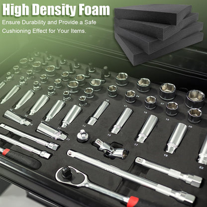 4 Pack Gun Case Foams-16 x 12 x 2 Inch Pick and Pluck Shadow Packing Foam Sheets for Craft, Black Polyurethane Toolbox Carry Case Foam Inserts, Closed Cell Foam for Gun Cases Padding Storage Organizer