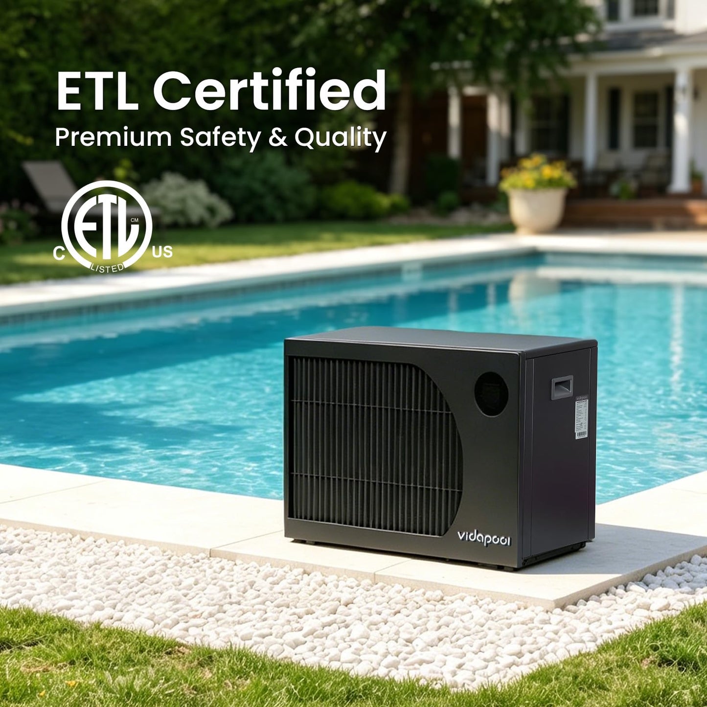 Vidapool 55,000 BTU Swimming Pool Heater 12 COP Electric Pool Heat Pump for Above Ground and Inground Pools Heating and Cooling Smart WiFi Control Pools Up to,16000 Gallons