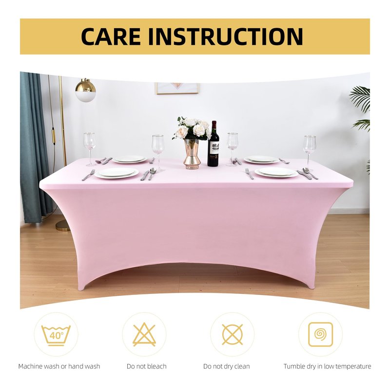 ZarzaaSik 6-Pack 6ft Spandex Table Covers for Rectangle Standard Folding Tables - Wrinkle Resistant Stretch Tablecloths - Ultimate Fitted Table Protector for Parties, Trade Shows, Wedding