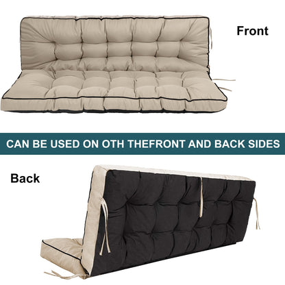 Zacammy Swing Replacement Seat Cushions, 2-3 Seater Bench Cushions for Outdoor Furnitur with Backrest, Garden Recliner Seat Cushions Waterproof Sofa Pads (Khaki, 55x40in)