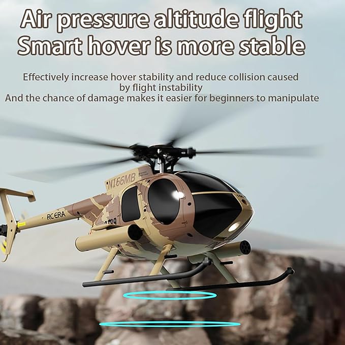 C189 RC Helicopter 1:28 Scales MD500 Model 2.4G 6CH RTF Remote Control Helicopter with Brushless Motor Single Blade Flybarless Optical Flow Localization 1 Battery - Red