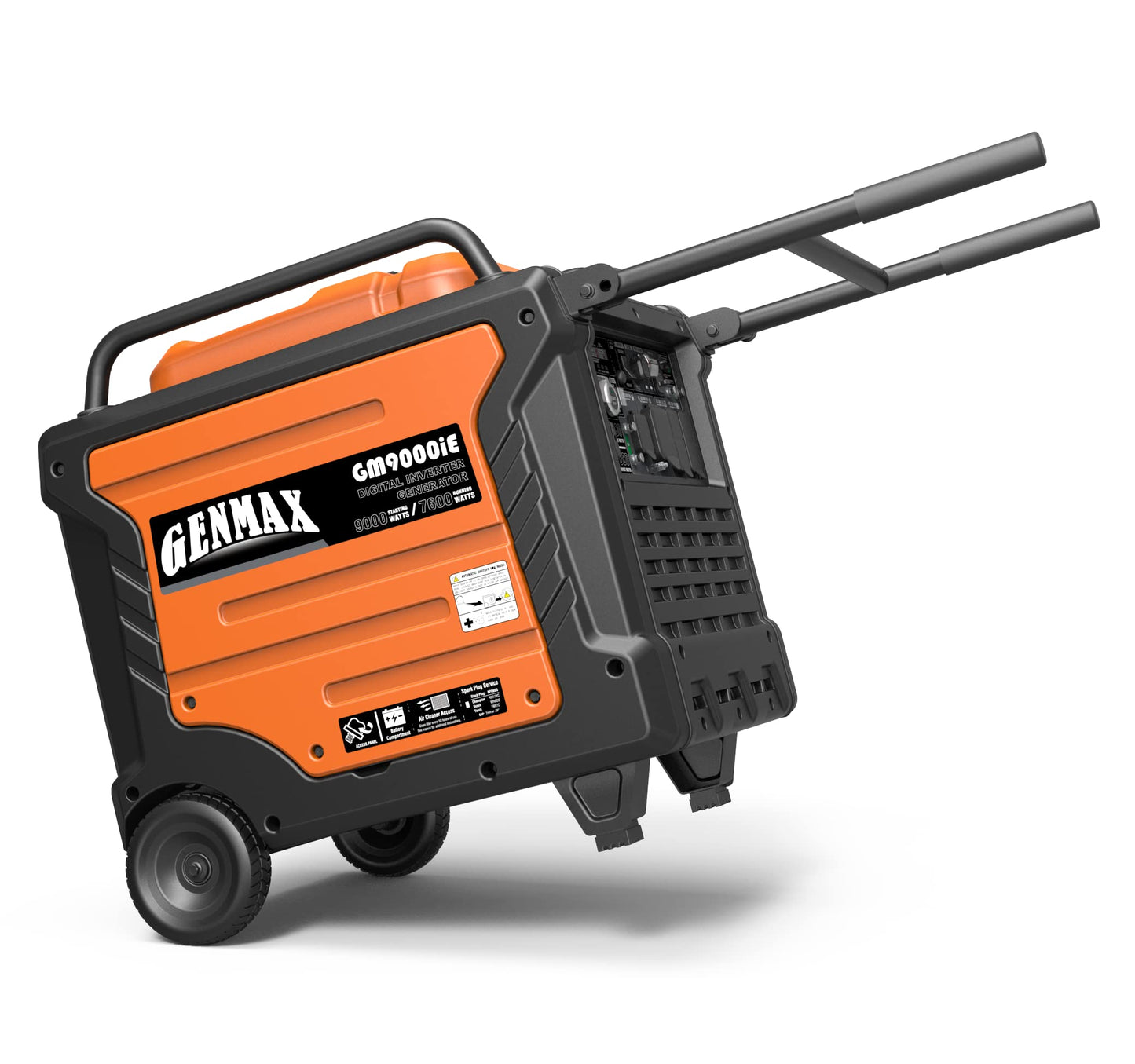 GENMAX Portable Generator, 9000W Super Quiet Gas Powered Engine with Parallel Capability, Remote/Electric Start, Digital Display,EPA Compliant，CO Alarm Ideal for Home Backup Power (GM9000iE)