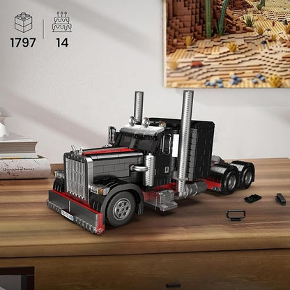 Mould King 10037 Semi Truck Building Set Flatbed Truck Toy with 10 Wheels Collectible Car Model to Build and Display Creative Gift for Adult (1797 Pieces)
