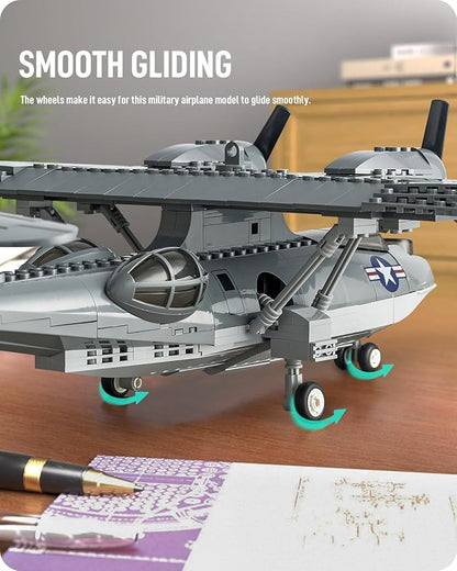 BOOLAKOS WW2 Airplane PBY-5A Catalina Building Blocks Sets Military Building Toy Collectible WWII Air Force Gift for Adults (364PCS)