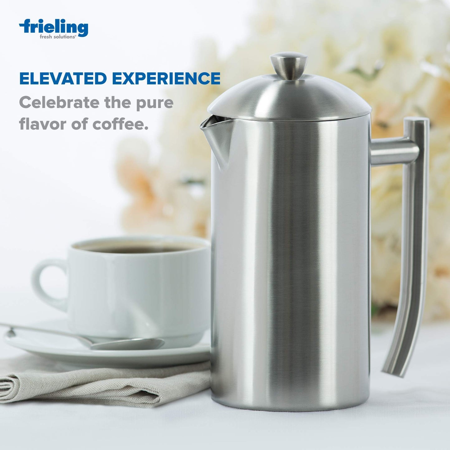 Frieling Double-Walled Stainless-Steel French Press Coffee Maker - Brushed 44-Ounce Insulated Coffee Press