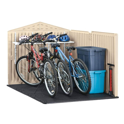 Rubbermaid Slide-Lid Resin Outdoor Storage Shed (5 x 6.5 Ft),Weather Resistant, Beige/Brown, Organization for Home/Backyard/Garden Tools/Lawn Mower/Bike Storage/Pool Supplies
