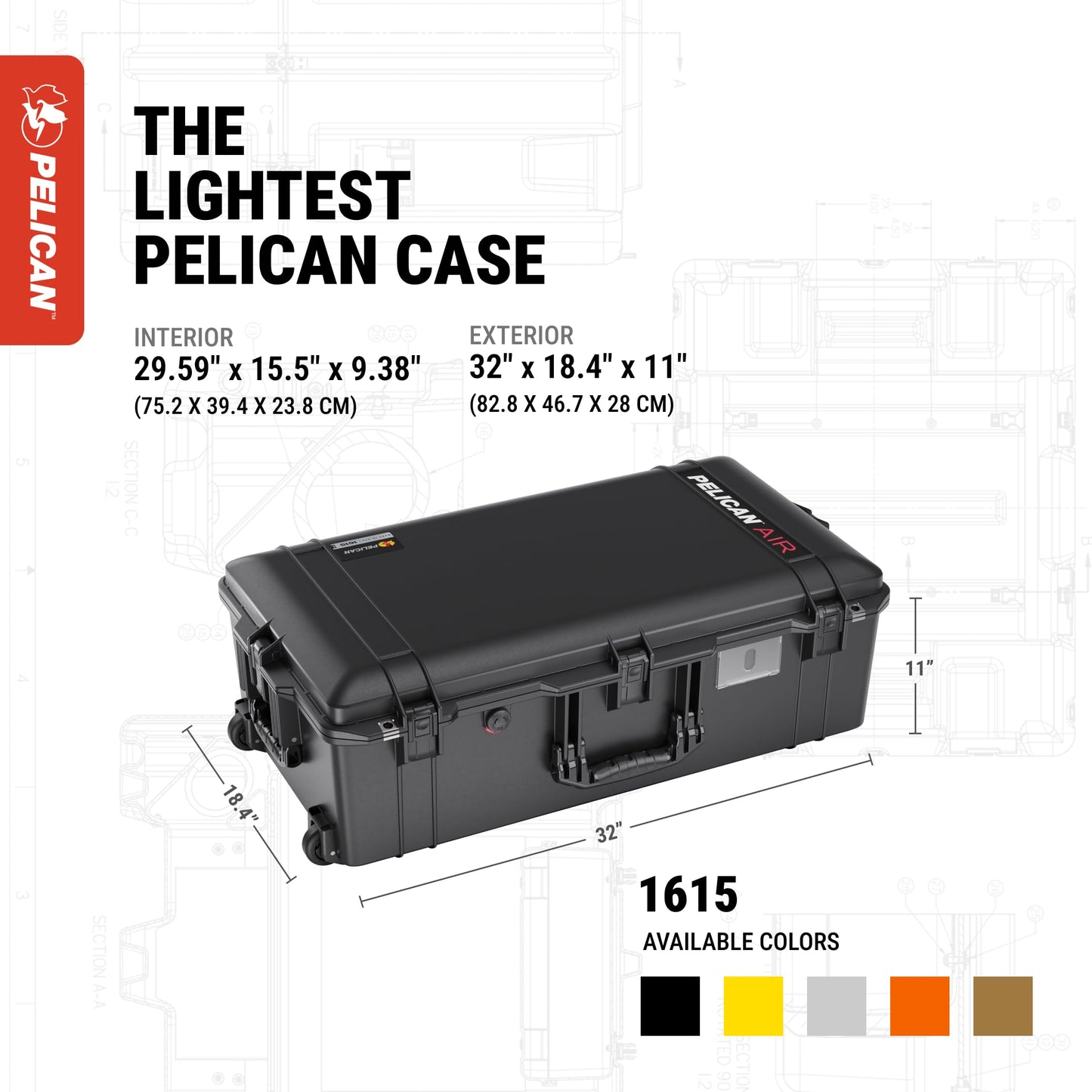 Pelican Air 1615 Case With Padded Dividers - Black