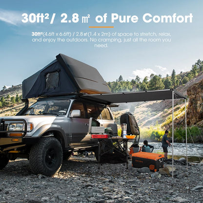 SanHima Vehicle Awning 4.6ft x 6.6ft - Roof Rack Pull Out Side Awning 30ft² Sun Shade UPF50+ Weatherproof for Camping Car SUV Truck Van