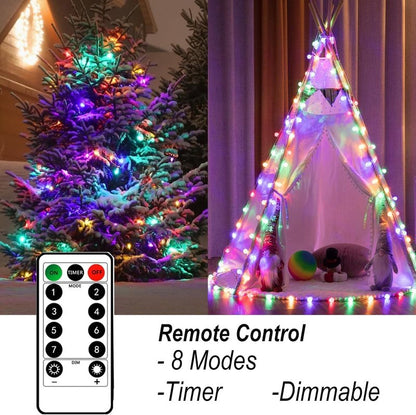 Mocalido 20ft Globe String Lights Battery Operated Outdoor, 40 LEDs Christmas Hanging Lights with Remote, Warm White & Multicolor Waterproof Fairy Lights for Camping Tent Indoor Bedroom Classroom