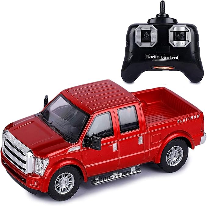 Liberty Imports RC F-350 Super Duty Toy Pickup Truck Officially Licensed Full Function R/C Radio Remote Control Car Genuine 1:28 Scale Vehicle (Red)