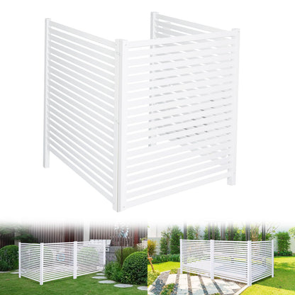 WEEDING Air Conditioner Fence 48" W X 48" H Trash Can Fence Pool Equipment Enclosure Vinyl Privacy Fence Outdoor No Dig Privacy Fence 3 Panels with Metal Stake, White