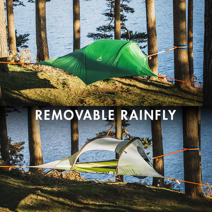 Tentsile Stingray V3 Tree Tent, Camping Hammock Tent, 3P Capacity, Portable Tree House Shelter for Campers, Backyards, Campgrounds (Dark Green)