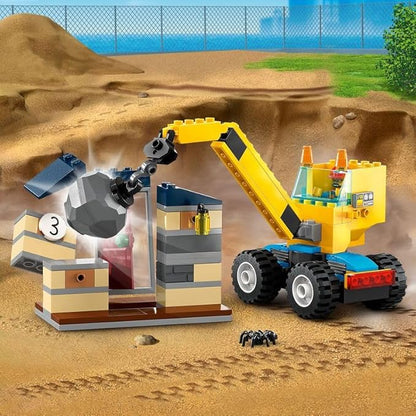 Lego 60391 City Camiones de Construcción y Grúa con Bola de Demolición Excavadora de Juguete Camión Basculante y Vehículos de Transporte Set de Aprendizaje para Niños y Niñas a Partir de 4 Años