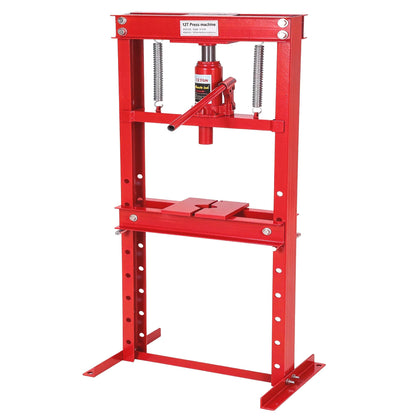 ExploreHorizon 12 Ton Hydraulic H-Frame Shop Press with Adjustable Table & Stamping Plates for Auto Repair, Garage Use, Metalworking, Red