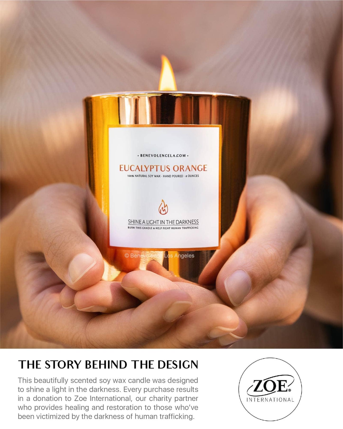 Benevolence LA Eucalyptus Orange Wood Wick Candles | Soy Christmas Scented Candles for Home | Holiday Candle Gifts for Women and Men | Home Fragrance | Aromatherapy | Shelf Decor | 8oz, 45 Hour Burn