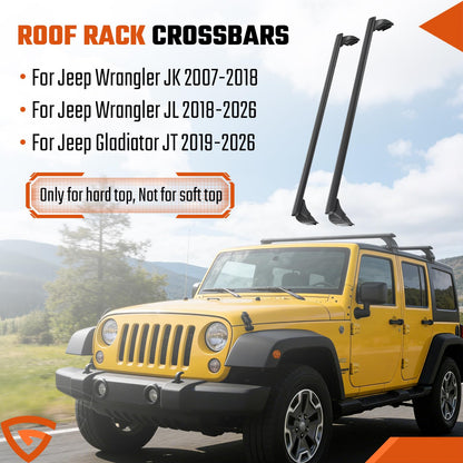 Abliseoum Roof Rack Cross Bars Compatible with Jeep Wrangler JK JL Gladiator JT 2007-2026 with Anti-Theft Metal Lock, 2 & 4 Door Heavy Duty Aluminum Crossbars Rooftop Cargo Kayak Bike Luggage Racks