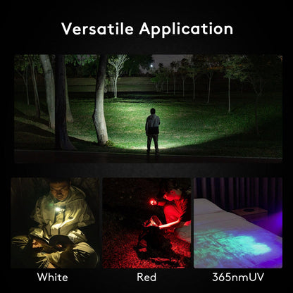 RovyVon E10 Pro 1600 Lumens Flat EDC Flashlight, Includes USB-C Rechargeable Batteries, OLED Display & Scroll Switch Pocket Light with Green Light, UV/Red/White Sidelight for Camping Hiking Emergency