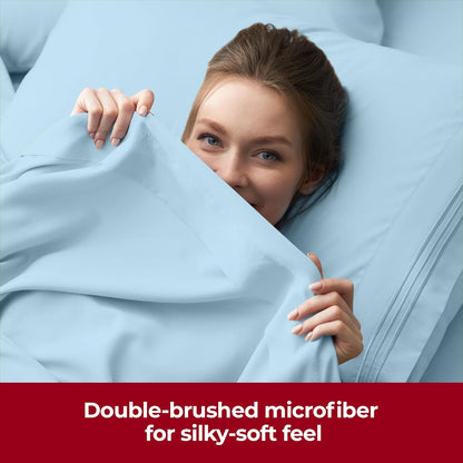 Mellanni Extra Deep Twin Sheets - Hotel Luxury Bedding Set | Ultra Soft, Cooling, Wrinkle-Resistant (Aqua)