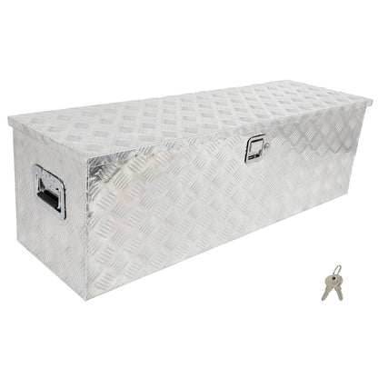 SCITOO 49 Inch Aluminum Diamond Plate Truck Bed Tool Box,Heavy Duty Crossover Storage for Most Full Size Pickups,Lockable Weatherproof Chest,Fits 49" Truck Beds,Easy Access to Load and Unload