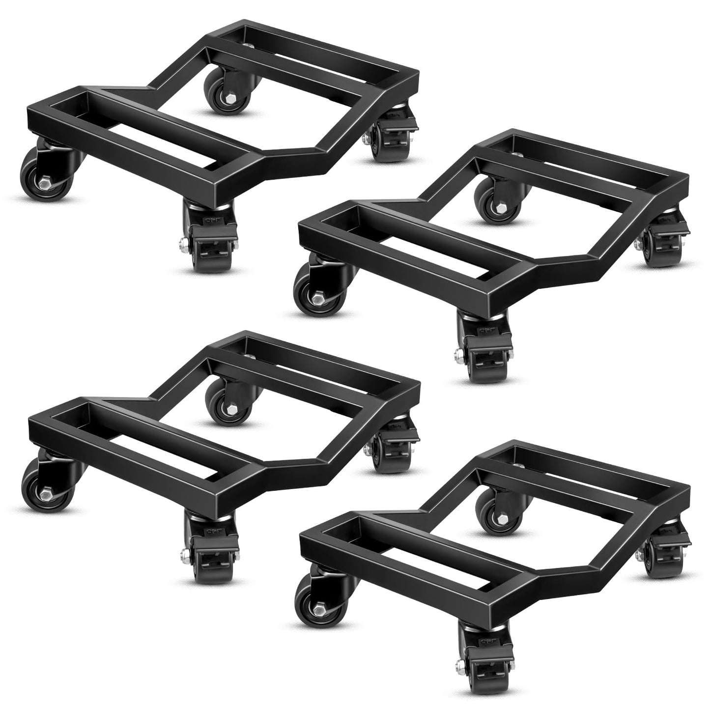 KEDSUM Car Dolly Set of 4, 6000 LBS Wheel Dolly, Heavy Duty Vehicle Dollies, Double V-Shaped Design & Nylon Casters with Brakes Used for Moving Cars, Trailers, SUV, Motorcycles and Boats