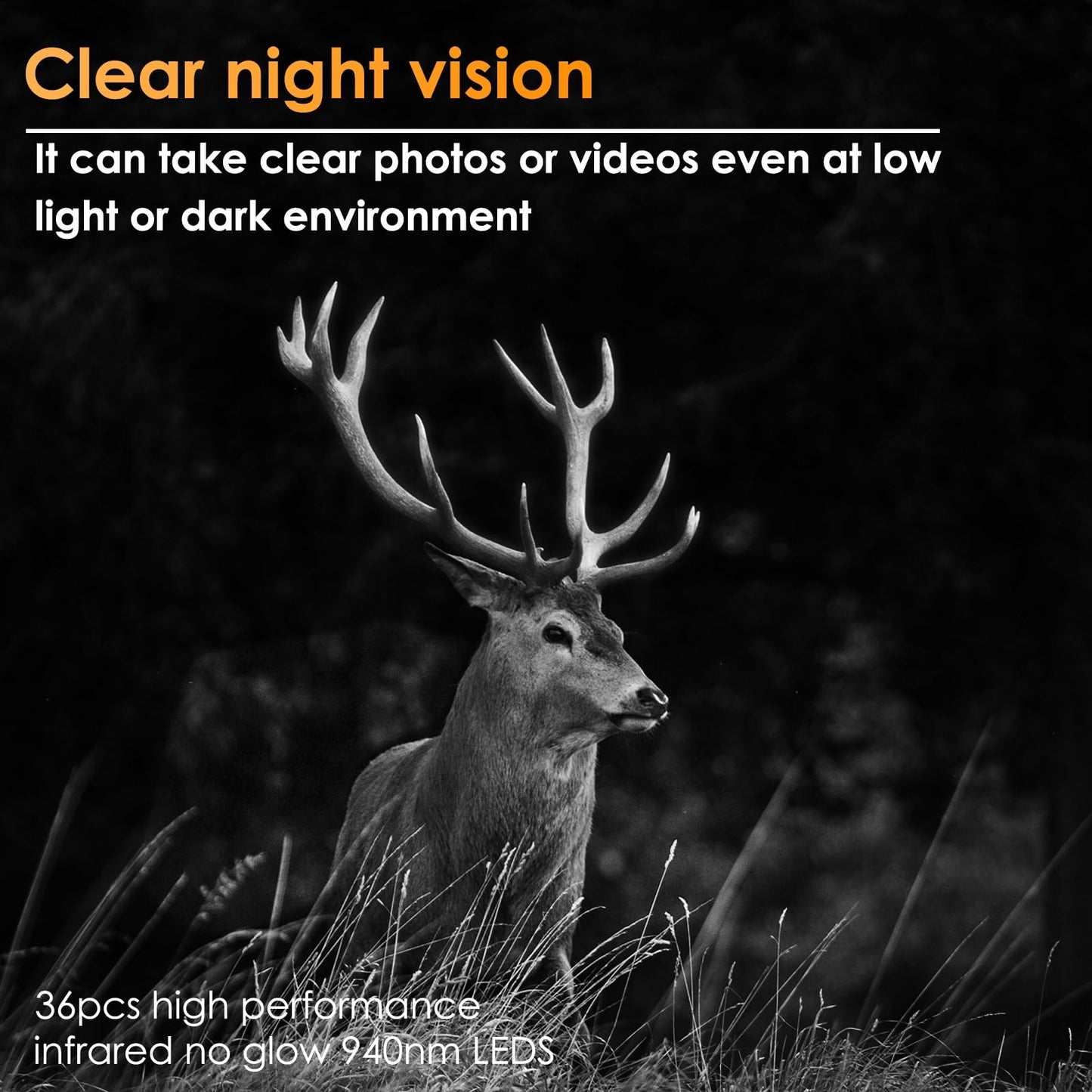 4-Pack Game & Trail Camera, 64MP 1296P H.264 MP4 Video Cam with 940nm No Glow Night Vision Motion Activated IP66 Waterproof for Outdoor Wildlife Monitoring, Yard Security, Animal Observation