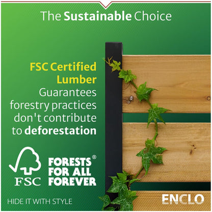 5ft H x 3.2ft W (1 Panel) No Dig Enclo Concord Cedar Wood Privacy Screen, Great to Hide Trash Cans, Decorative Patio Privacy Screen, Outdoor Fence, Air Conditioner Fence, EC18022