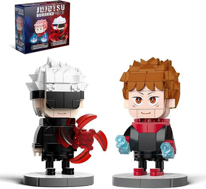 Jujutsu Kaisen - Satoru Gojo &amp Yuji Itadori Action Figure Buliding Toy Set - (460+ Pcs) Compatible with Lego Brickheadz - Rotatable Arm with Base for Disable - Gift for Anime Fans
