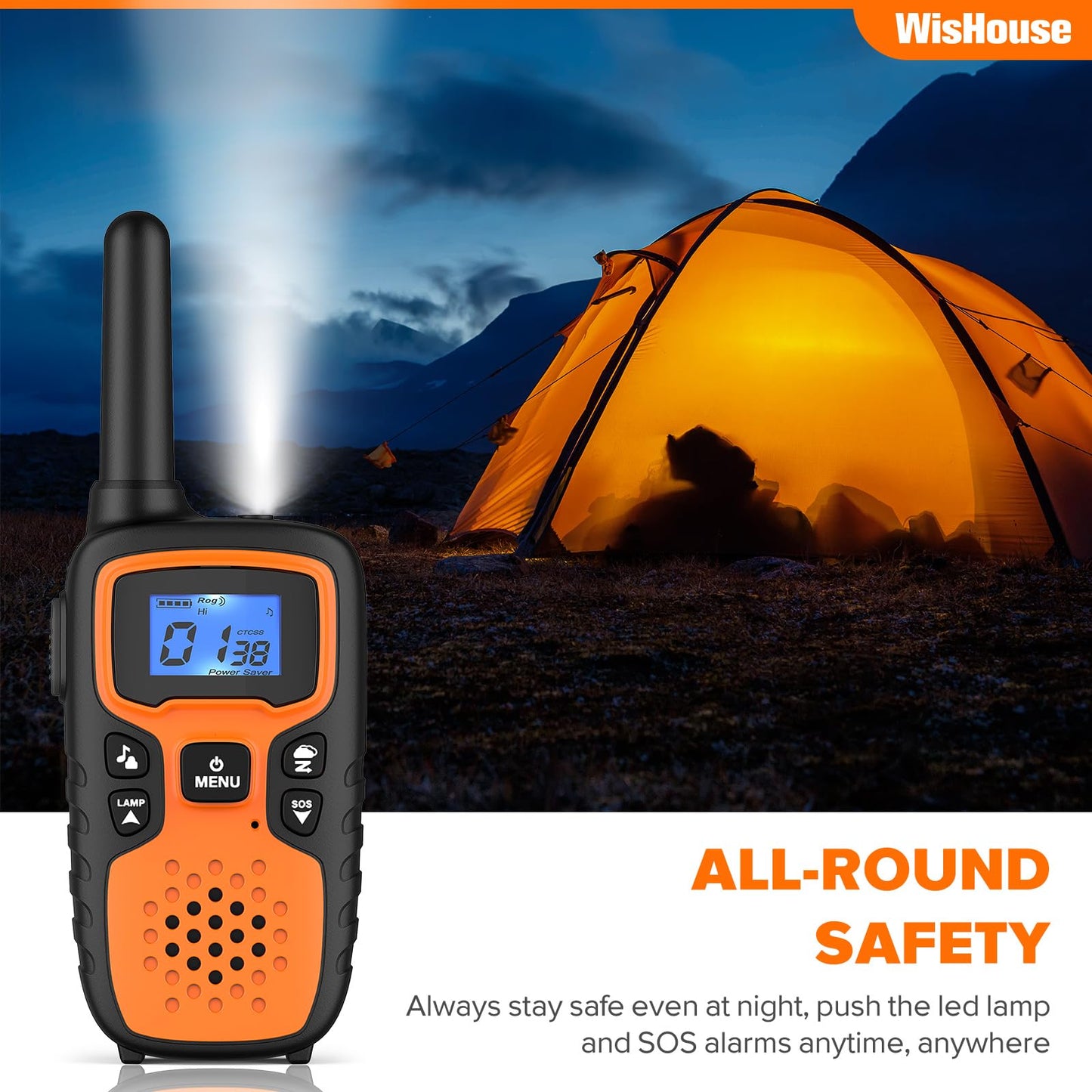 Wishouse Walkie Talkies for Adults Long Range-Rechargeable 4 Pack 2 Way Radios, Hiking Accessories Camping Gear Xmas Birthday Gift for Kids Family with Lamp,SOS Siren,NOAA Weather Alert,Easy to Use