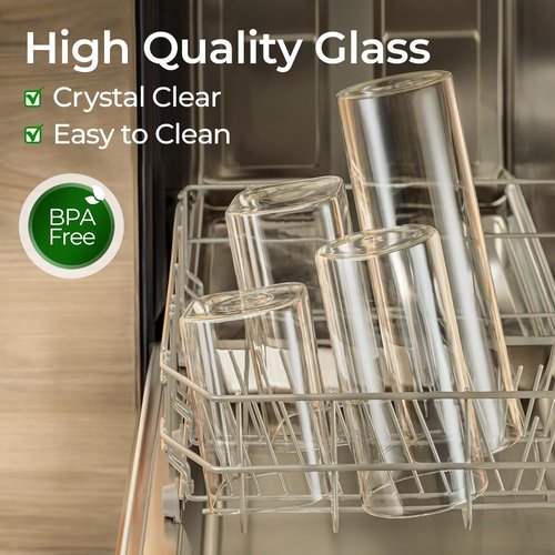 ComSaf Glass Food Storage Jars Set of 6 - Clear Containers with Lids for Pantry Organization & Spices
