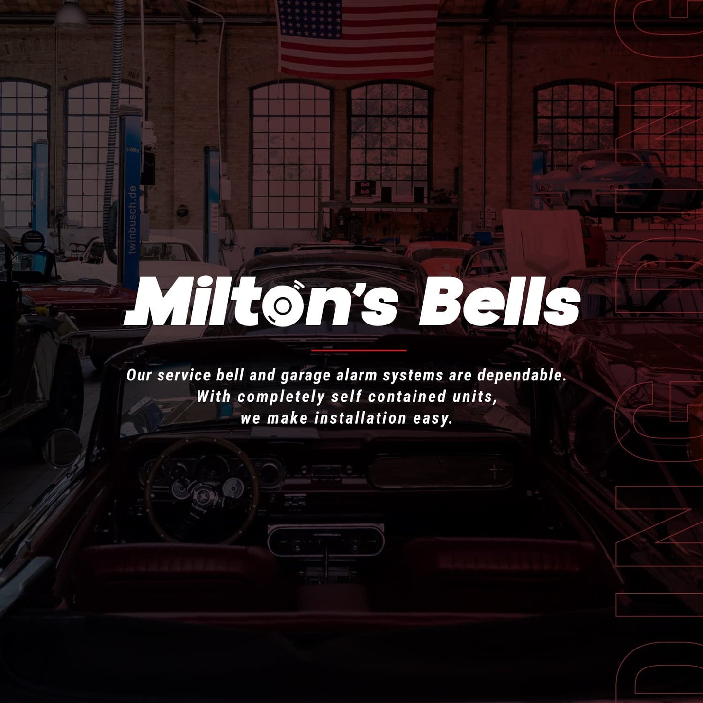Milton’s Bells Driveway Alarm - Wireless Chime Kit with 25' Signal Hose, Transmitter, and Door Chime with Built-in Volume Control