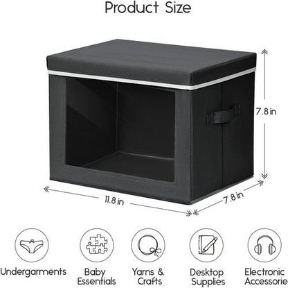 Homsorout Storage Bins - Collapsible Fabric Organizers with Lids for Clothes | 3 Pack, Black