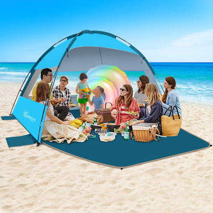 COMMOUDS Beach Tent Sun Shelter for 3/4/6/8 Person, UPF 50+ UV Protection Beach Shade Canopy Tent, Lightweight, Easy Set Up and Carry