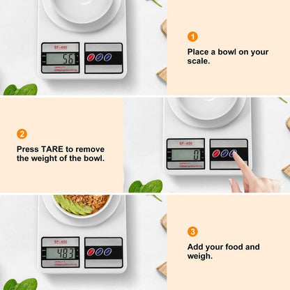 Partyreal Digital Kitchen Scale Capacity, Stainless Steel Food Scale with oz/g Units | Replaceable Battery Power | Ideal for Meal Prep, Cooking, Baking