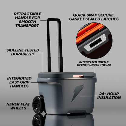 Gatorade Rolling Ice Chest, 50 Quart, Grey